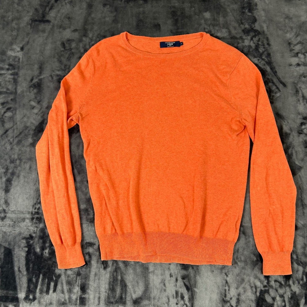 J.Crew Sweater Mens Small Orange Cotton‎ Cashmere Blend Crewneck Knit 2682